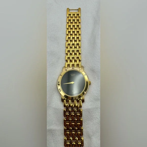Men’s Citizen Elegance Vintage Gold-Tone Watch with Black Dial - Picture 8 of 10